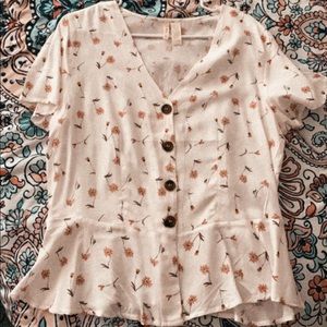 Cutest white floral button up brand new